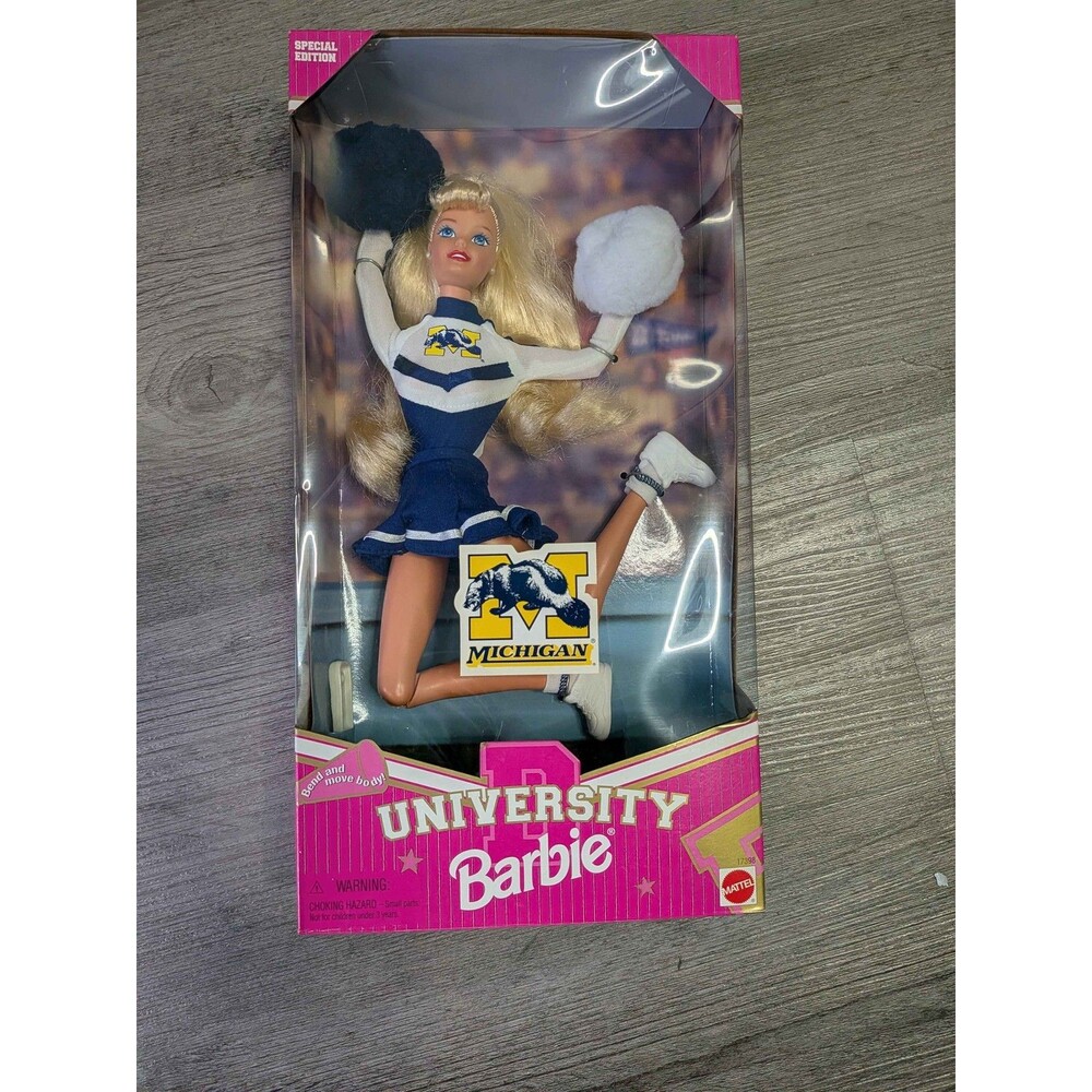 1997 Barbie University of Michigan Special Edition Cheerleader Doll NIB Mattel